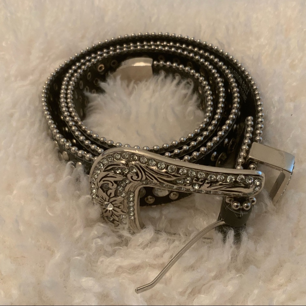 Western Black Belt With Rhinestones Size 29